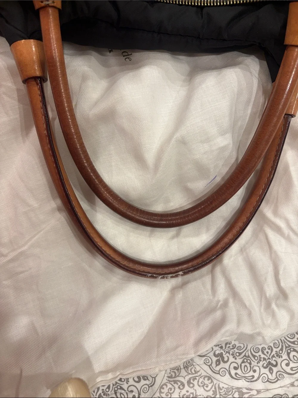 kate spade Black Nylon Shoulder Bag with Brown Leather Trim
